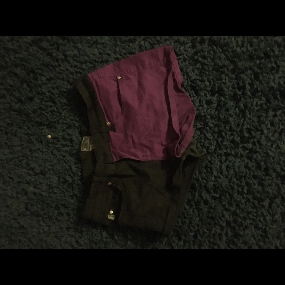 Purple and Black Tripp NYC shorts